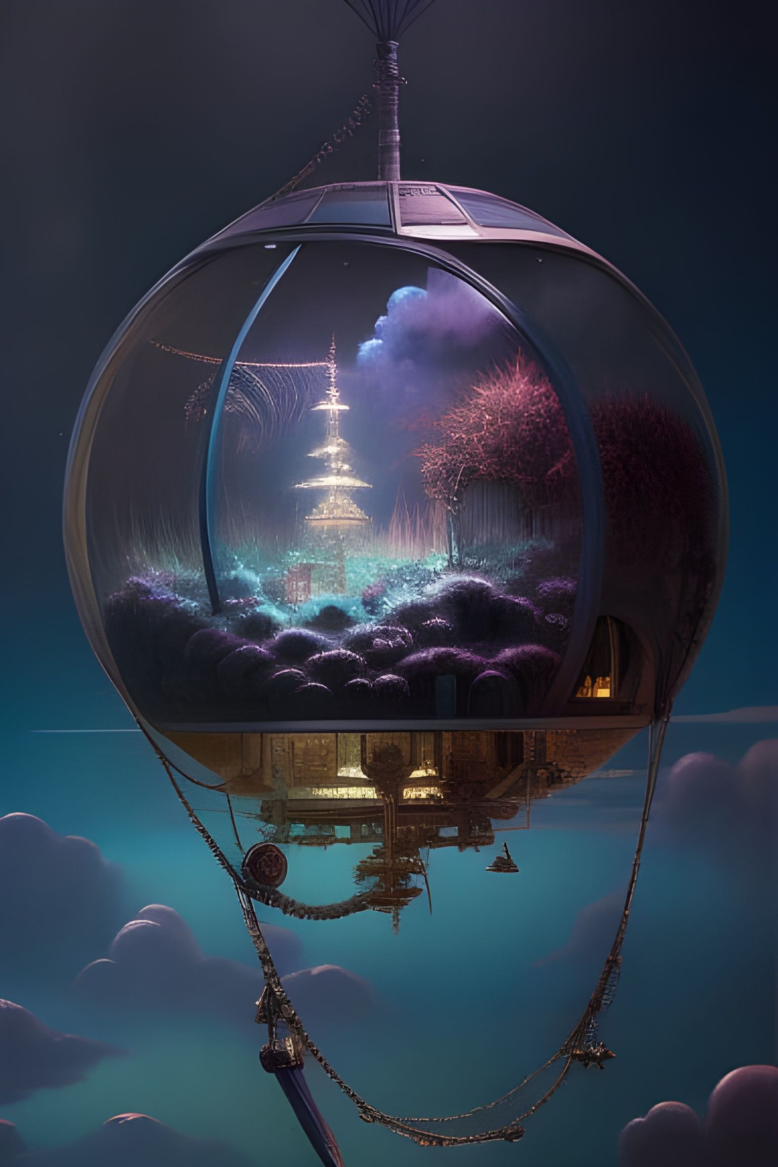 Solarpunk hot air balloon