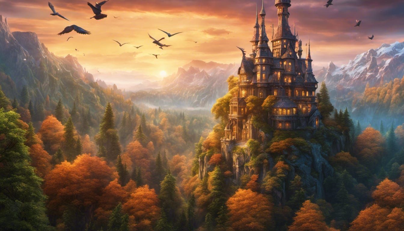 Magical Tower in Picturesque Forest Landscape