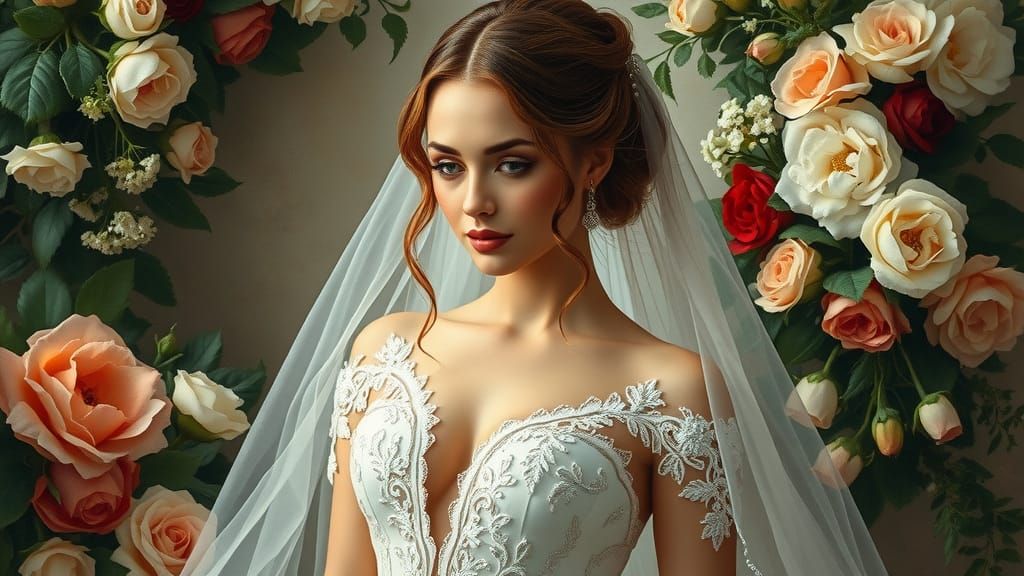 Elegant Bride in Impressionist Gouache Style