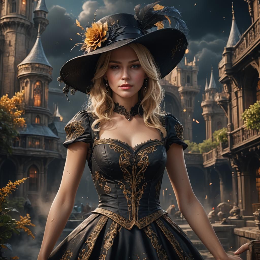 Blonde Woman Portrait in Detailed Fantasy Style