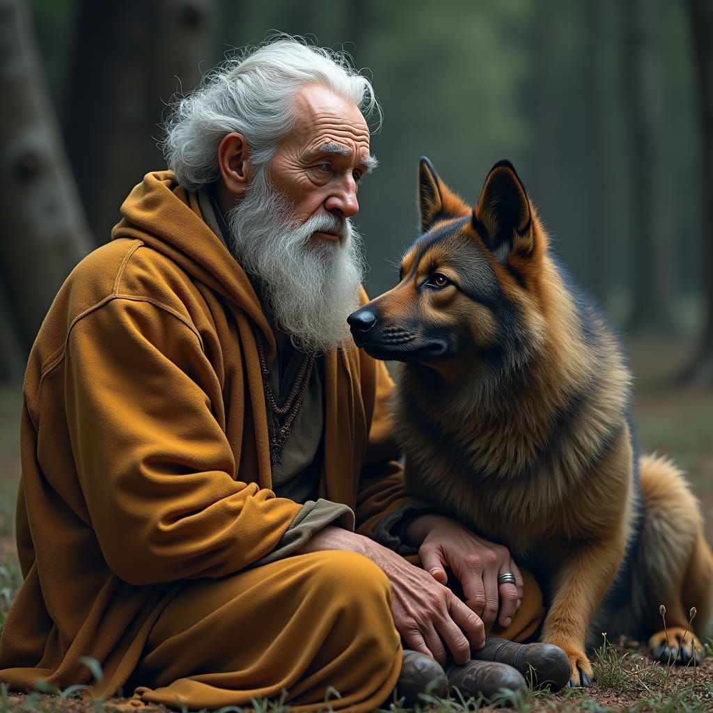 Elder and Animal Companion: Fantasy Concept Art