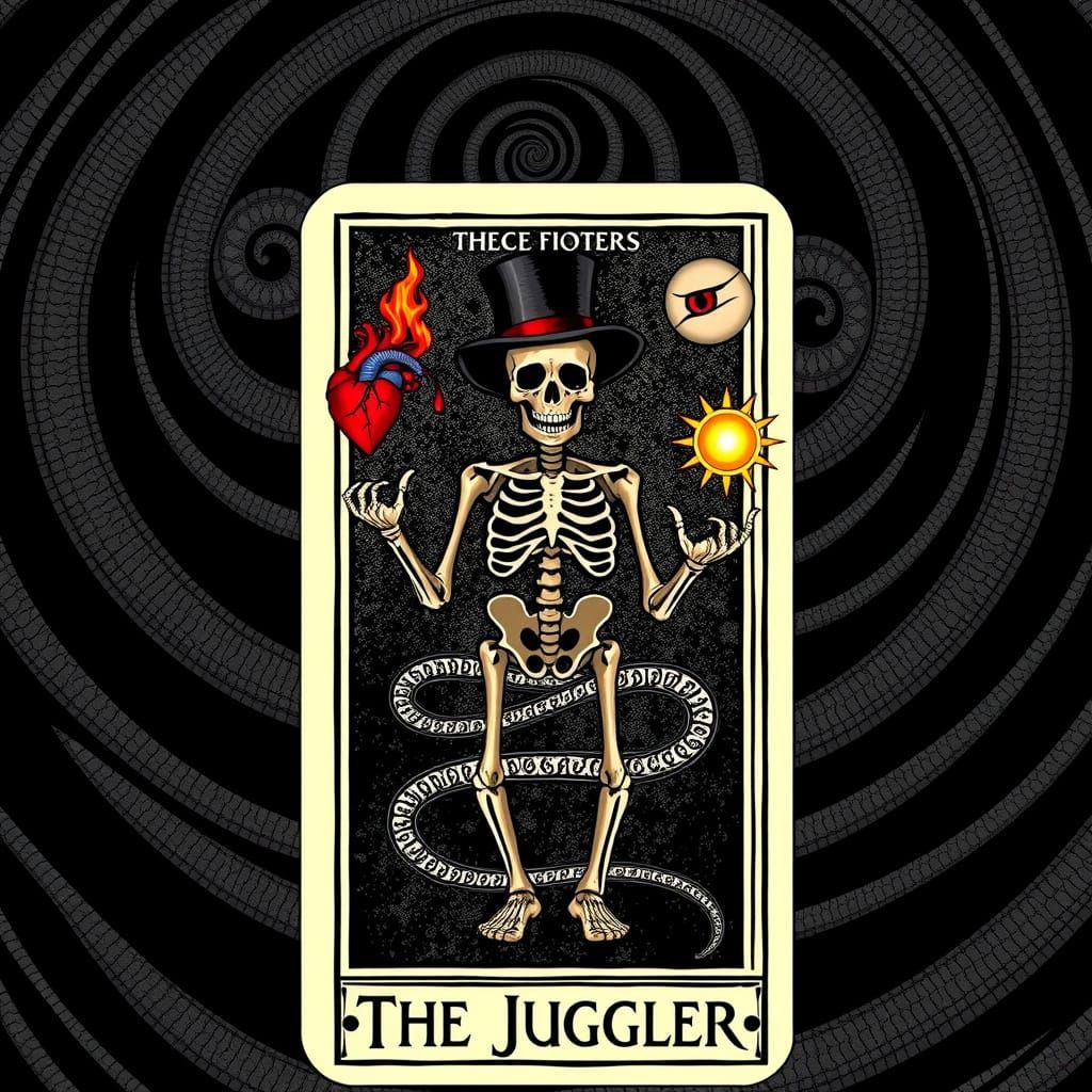 Tarot Card: The Juggler with Arcane Symbols