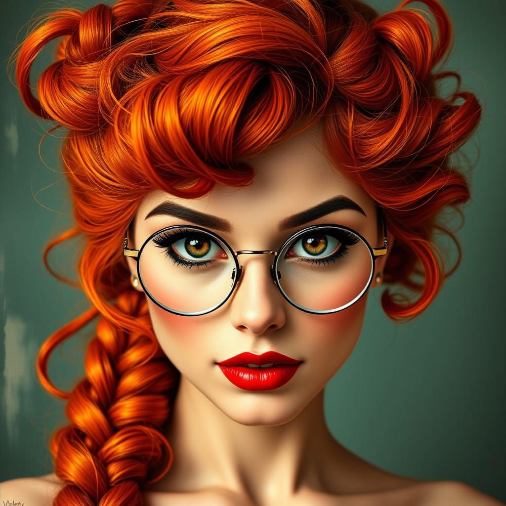 Vintage Pin-Up Beauty in Distressed Retro Aesthetic