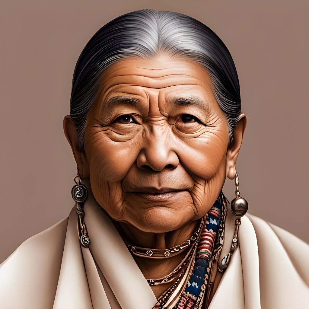 Native American Woman Portrait in Warm Palette