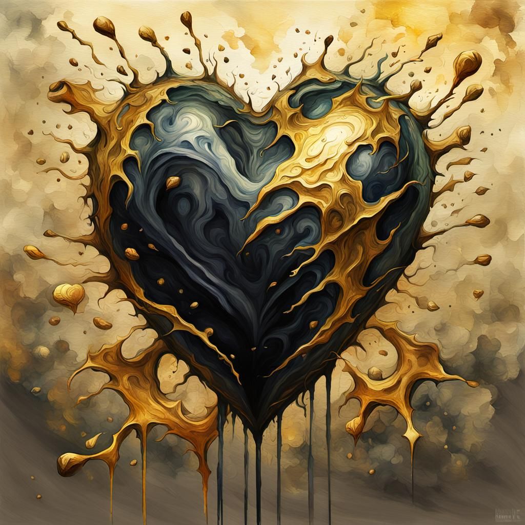 Grotesque Gold Heart: An Impressionist Masterpiece