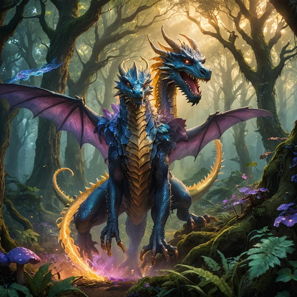 Dragon Soaring Through Mystical Forest: Matte Painting