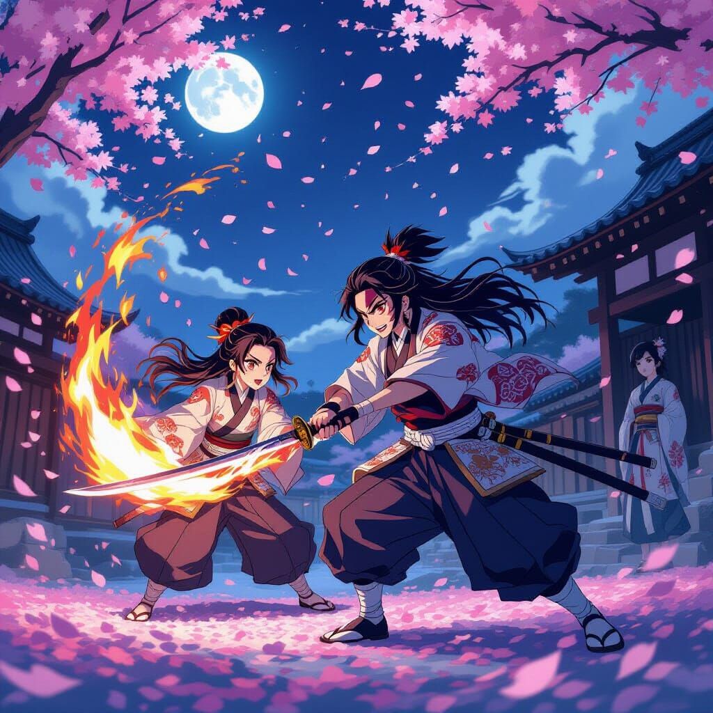 Fiery Anime Battle: Yoriichi vs. Muzan in Hinokami Kagura