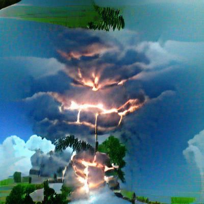 Dramatic Lightning Storm with Fire Rays