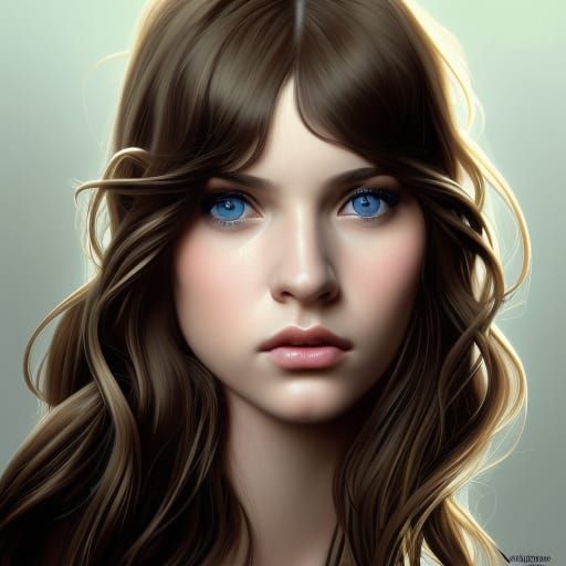 Detailed Portrait of a Girl in Art Nouveau Style