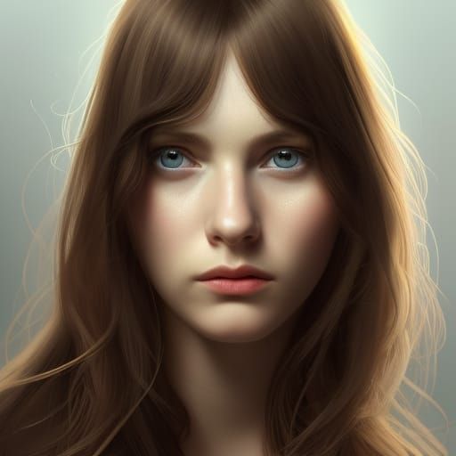 Detailed Portrait of a Young Woman in Digital Art Style