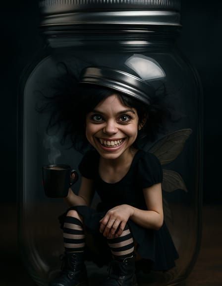 Goth Fairy Snow White in Globe Jar