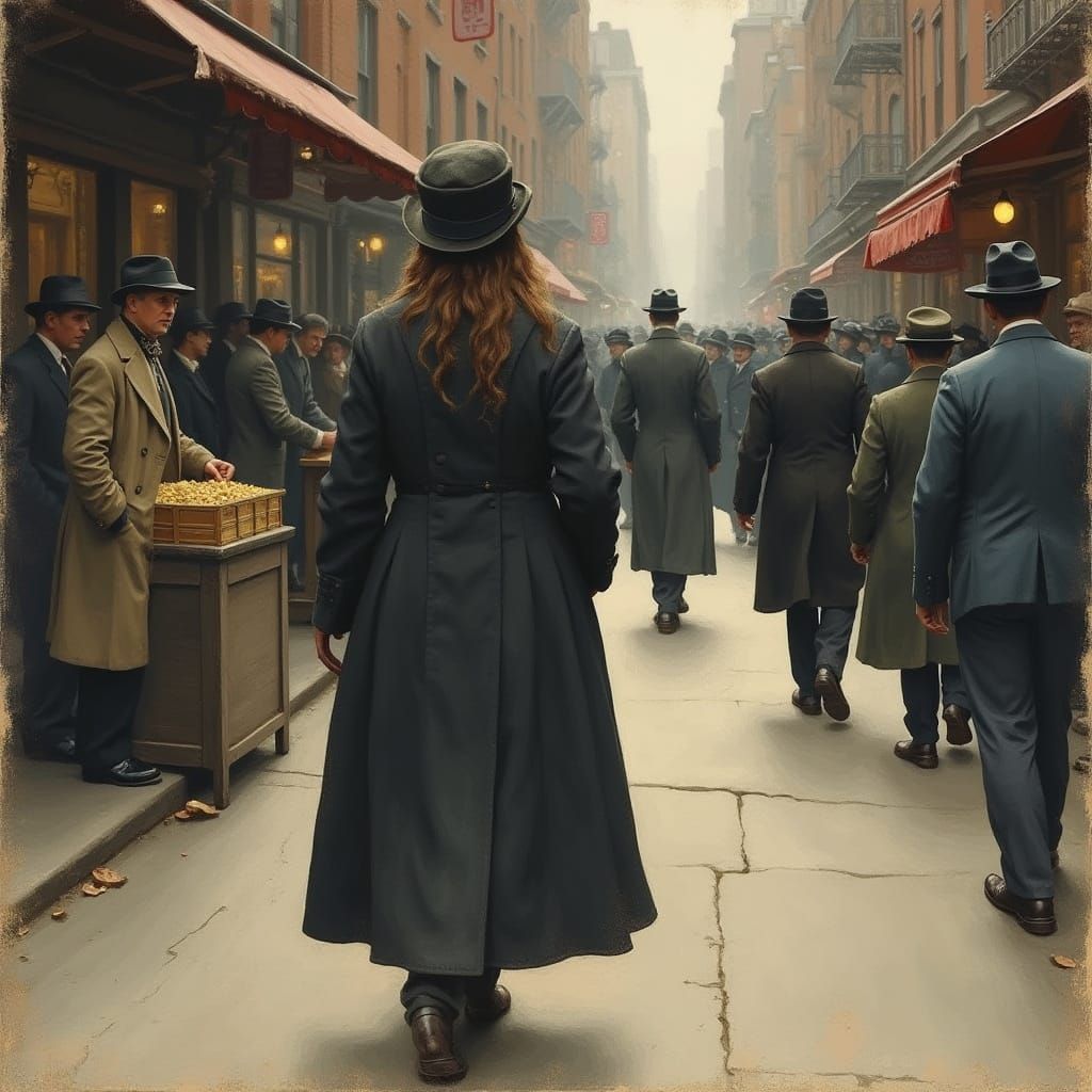 1920s Bowery Street Scene in Ashcan School Style