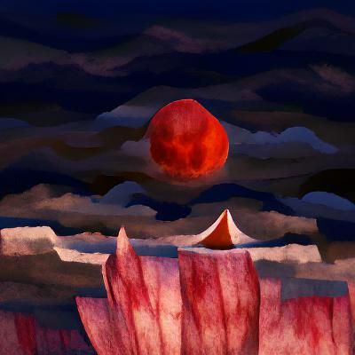Distant Blood Moon Rising
