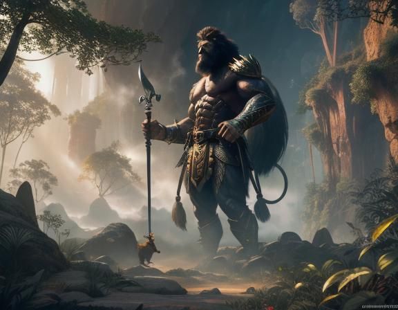 Jungle Hero Fantasy Illustration in Dark Fantasy Style