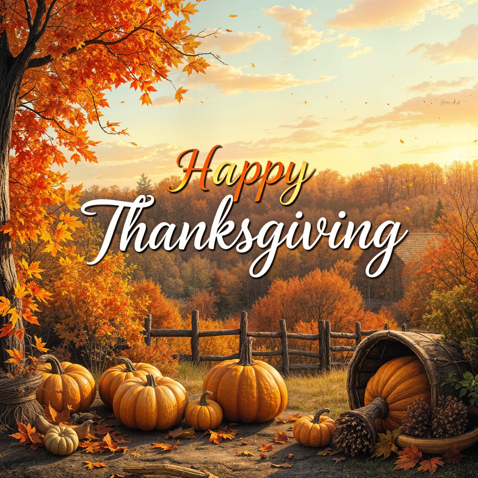 Happy Thanksgiving Fall Colors Artwork