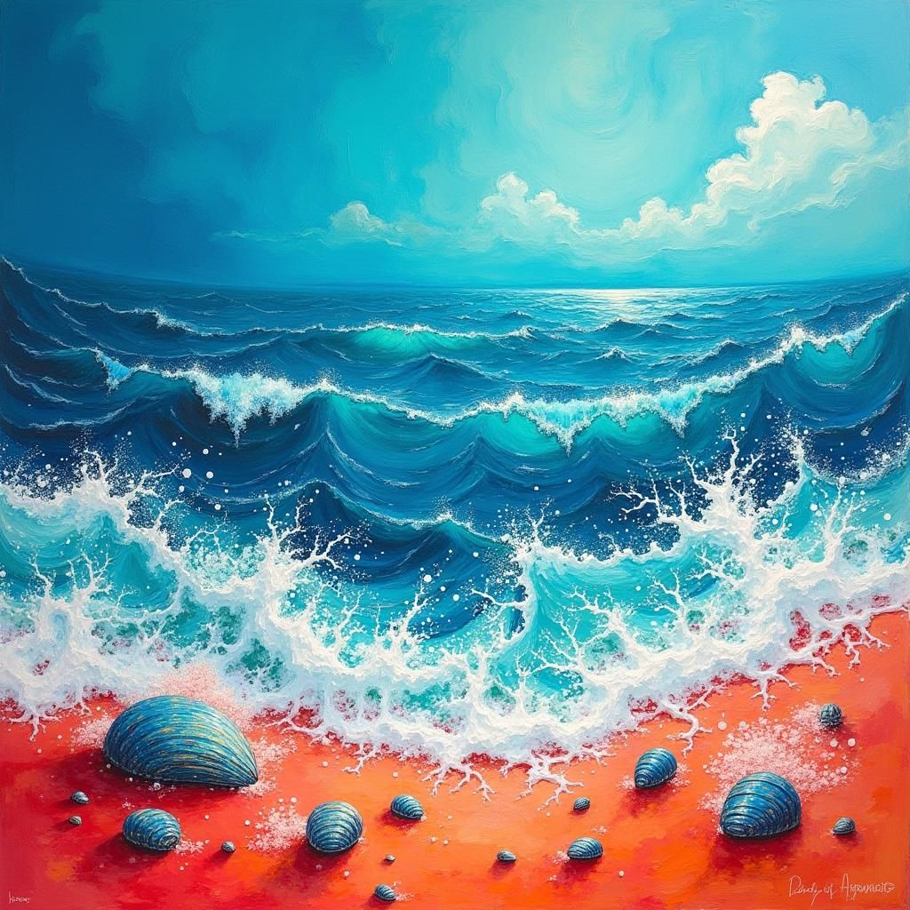 Abstract Ocean Art with Coral Breakwater