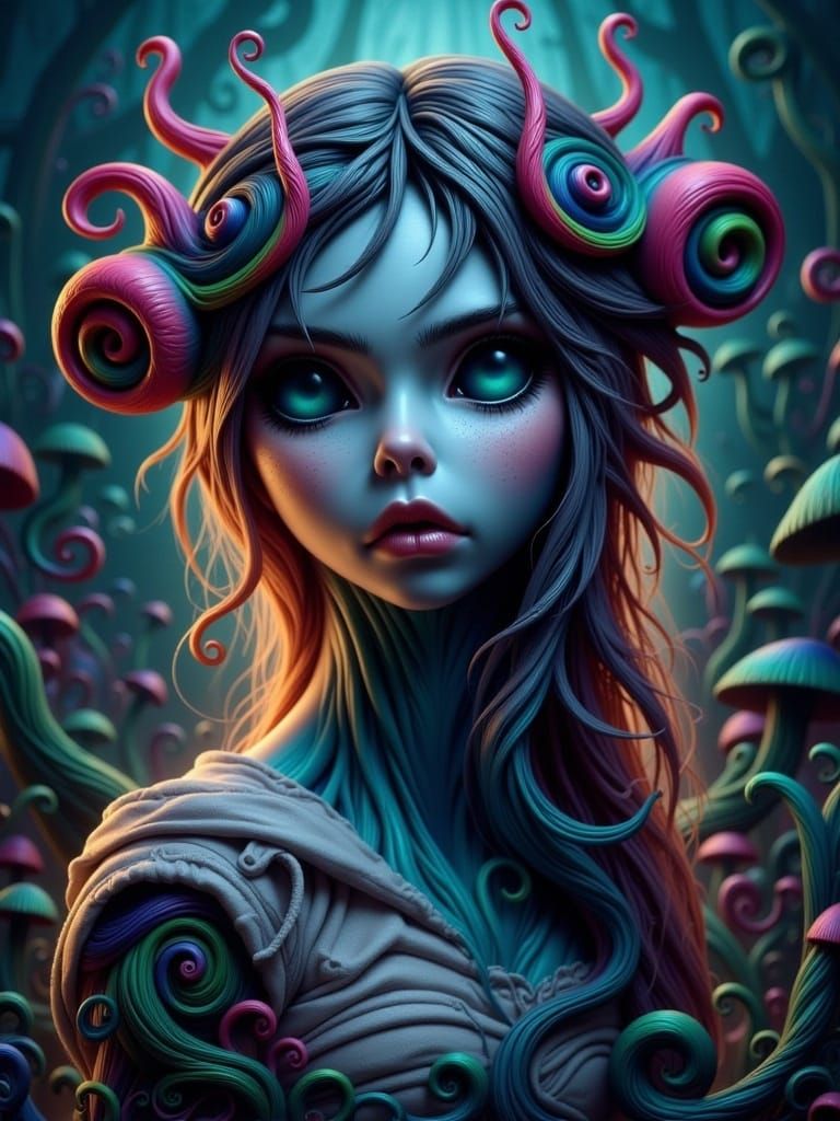 Forest Fairy Portrait in Impasto Oil Painting Style