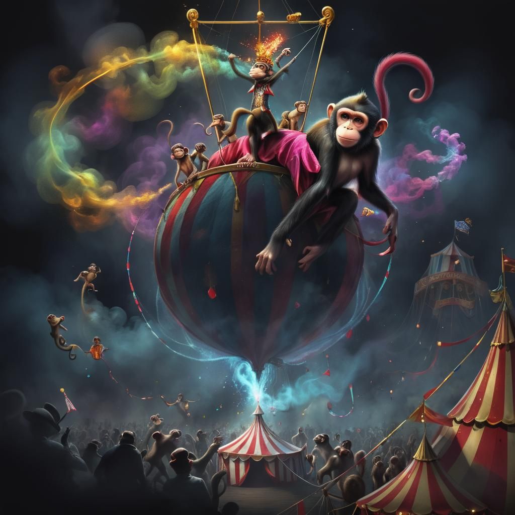 Whimsical Circus Fantasy in Watercolor and Ink