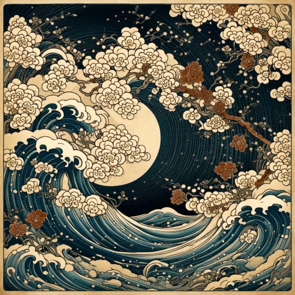 Caligraphy, Japanese Pattern Design, Woodblock <lora:Daimyo:1.0>