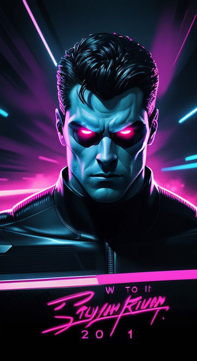 Cyberpunk Superman in Neon Cityscape