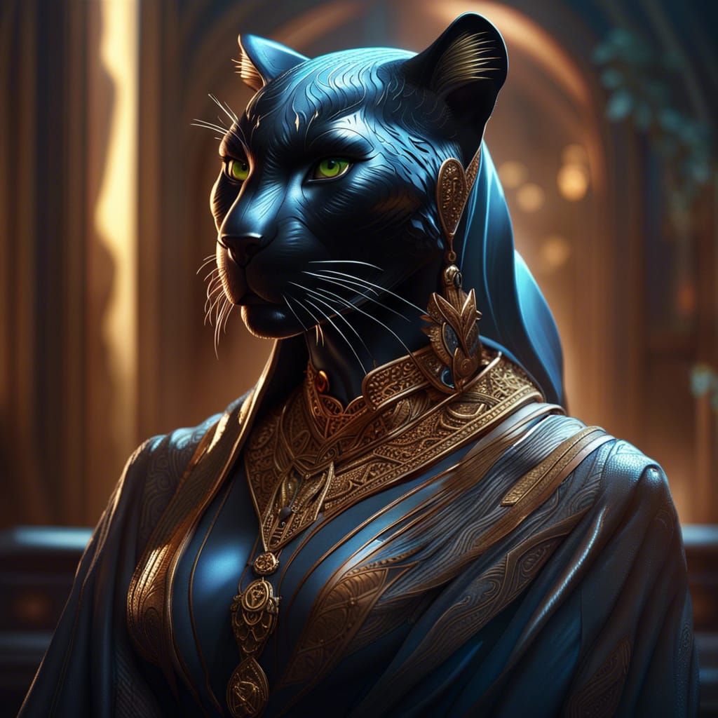 A female anthro panther priestess...