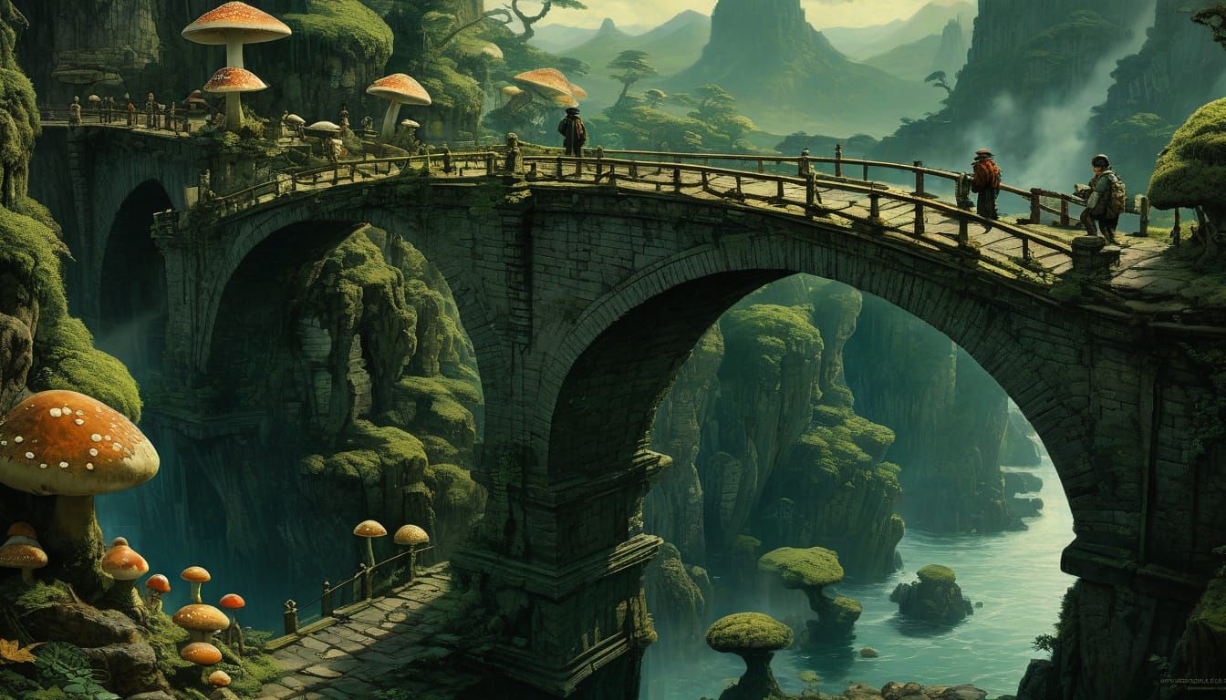 Giant Bridge Connects Floating Islands in a Vibrant Japanese...