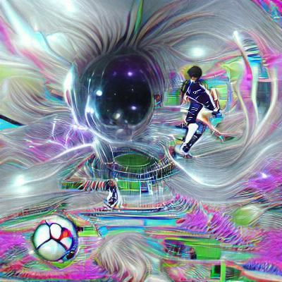 Trippy Anime Soccer Player with Space Portal