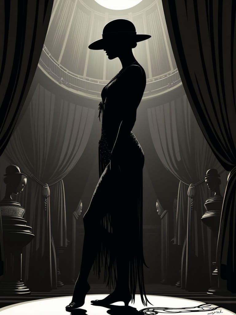 Glamorous Art Deco Silhouette in Velvet Black
