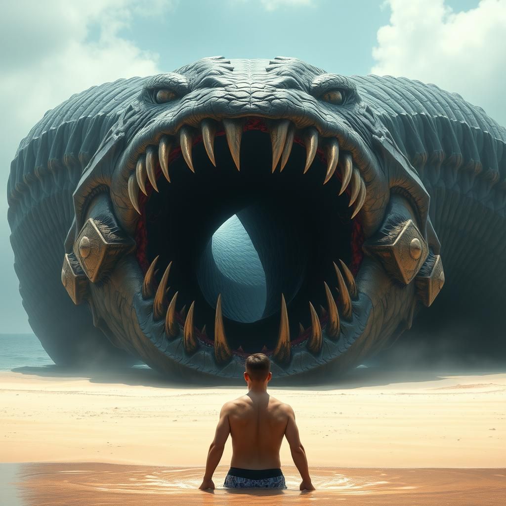 Cosmic Serpent's Maw: A Beachside Horror