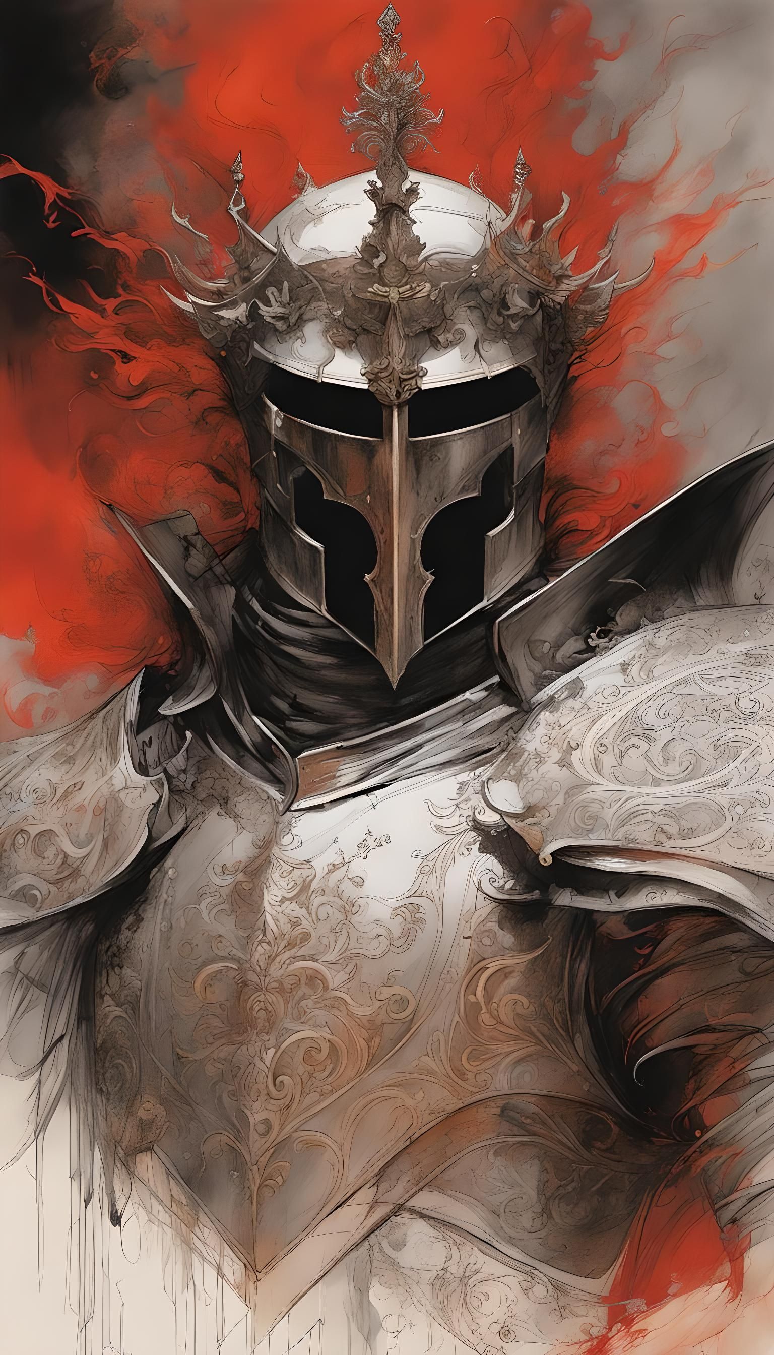 Sinister Knight with Crown in Dichroic Art Style