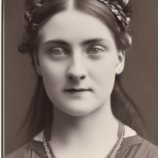 edwardian style portrait photo of a pure and natural young woman