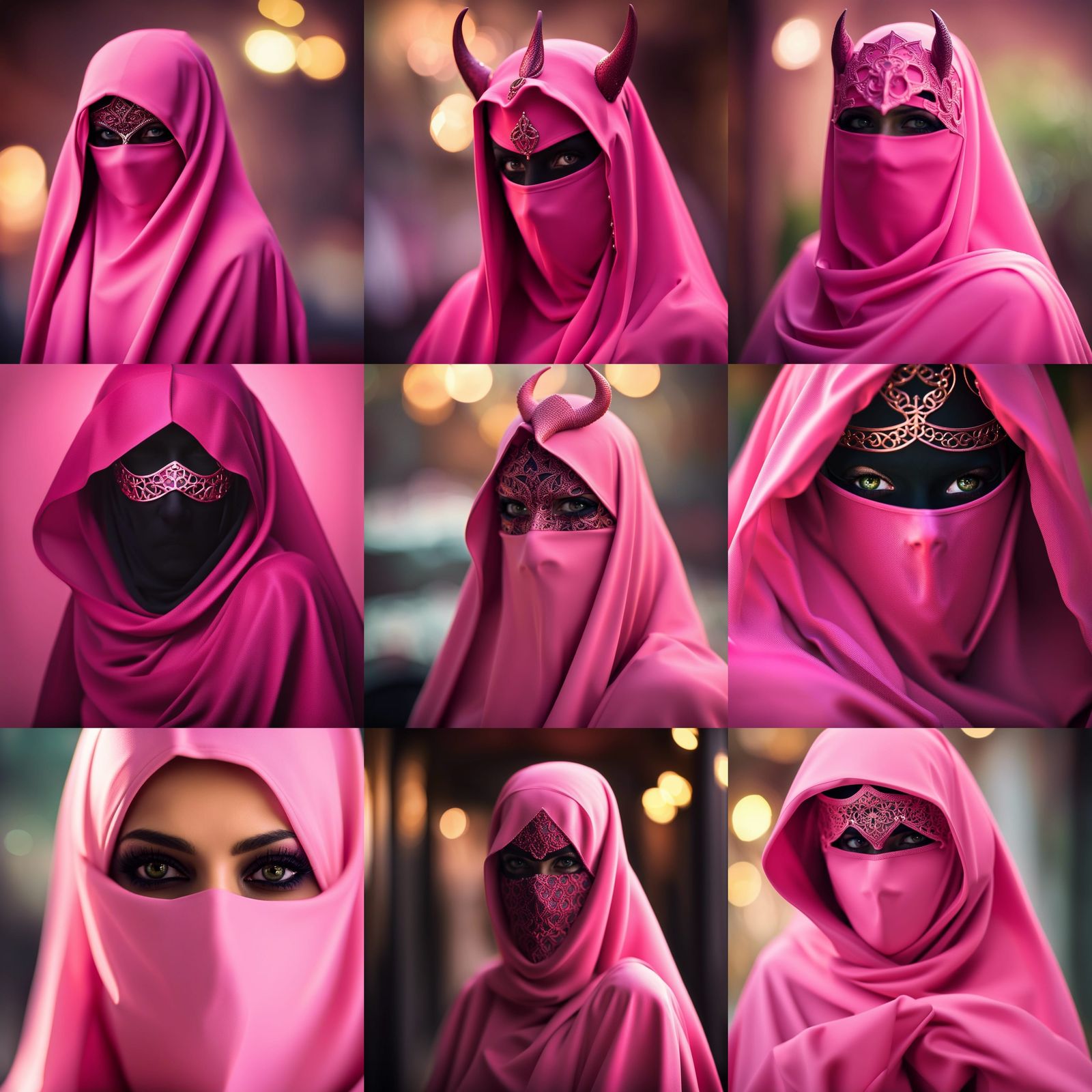 Arabic Devil Queen in Pink Niqab: Photography