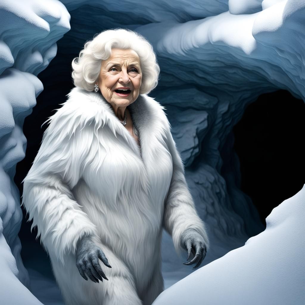 Betty White as a Yeti in Snowy Cave