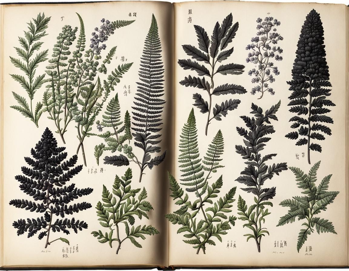 Detailed Botanical Ink Drawings from Herbalism Book
