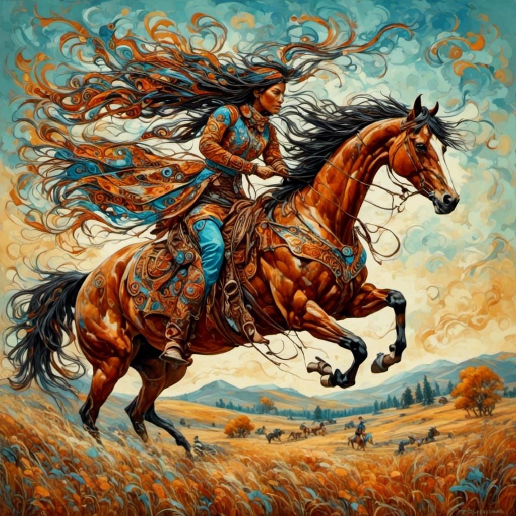 Old West Gunslinger on Horse in Hyperrealism Style