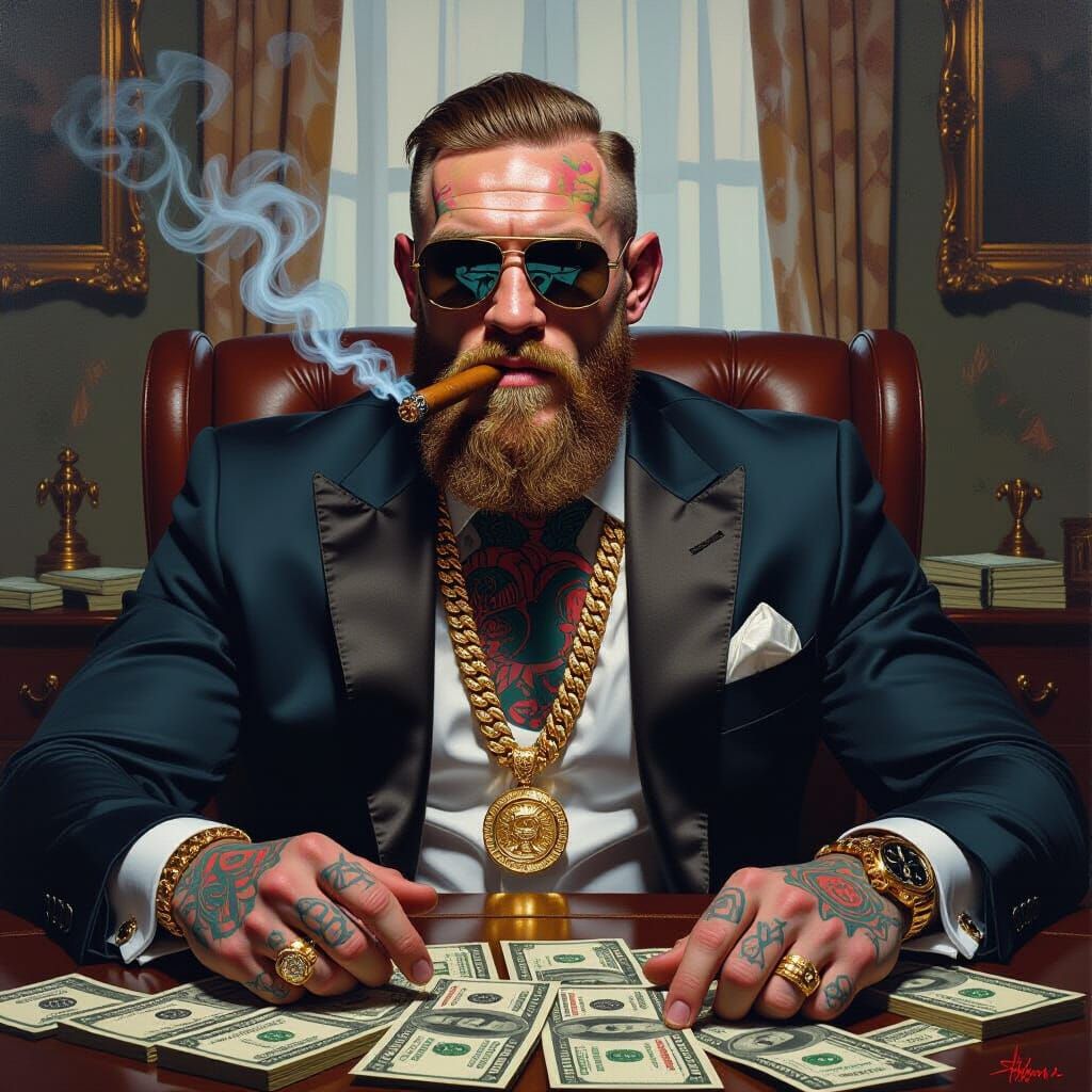 Mafia Boss Portrait in Oil Painting Style