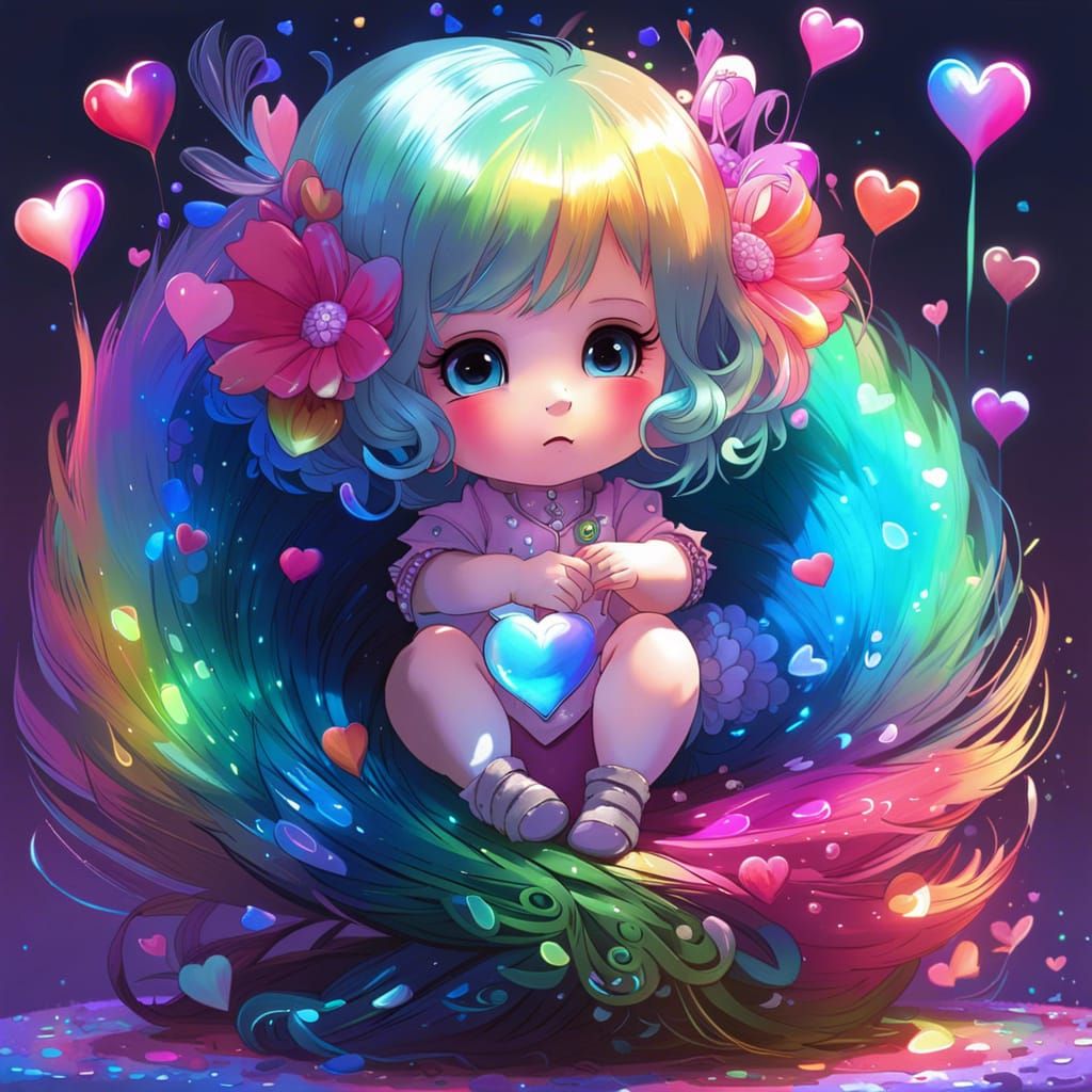 Rainbow Peacock in Bioluminescent Heart Field