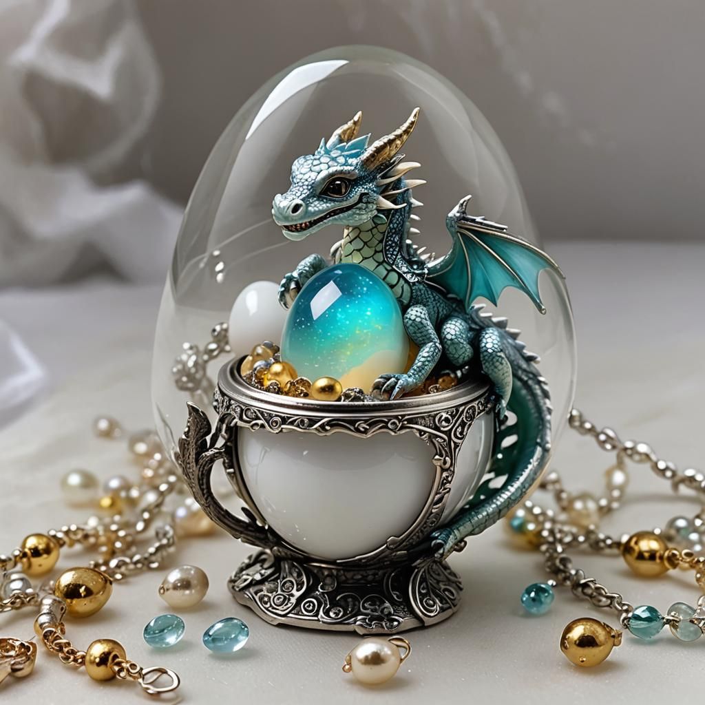Cute Baby Dragon Hatching From Jewelry Box