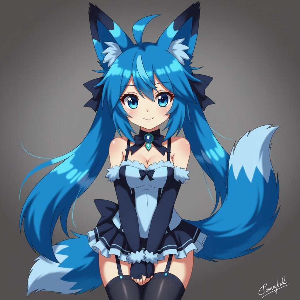 Female Furry Lucario in Stockings