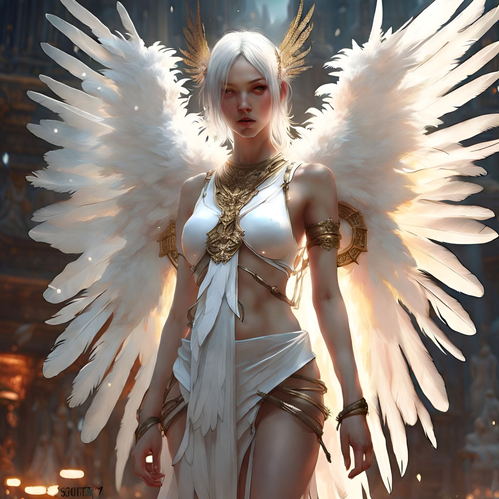 Angelic Seraphim Girl in Holy Light