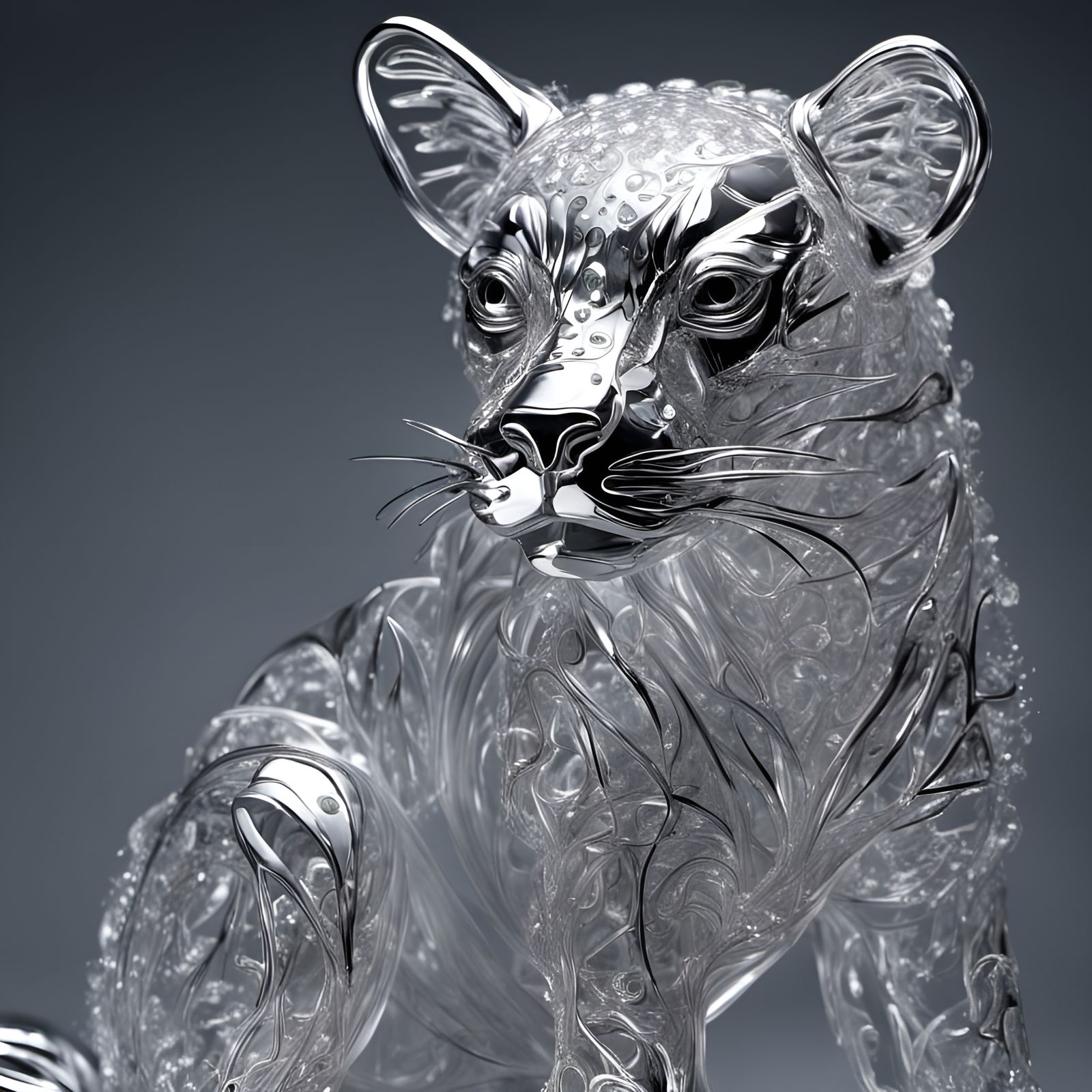 Glass Animal Sculpture in Hyperrealistic Style