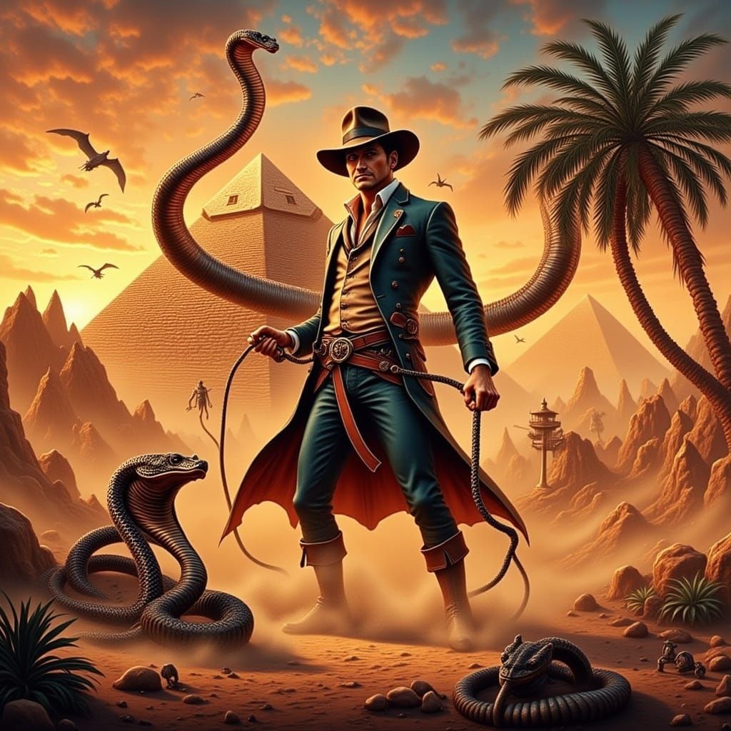 Indiana Jones Fights Cobra in Egyptian Pyramid