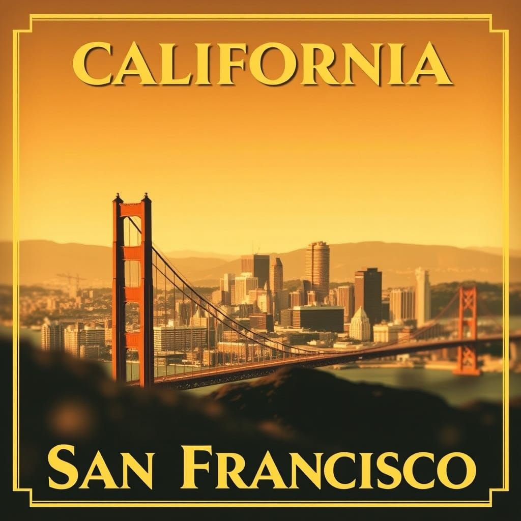 Vintage San Francisco Travel Poster in Nostalgic Style