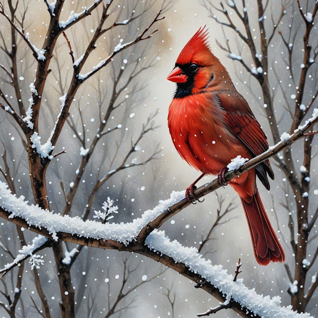 Cardinal in the snow #4