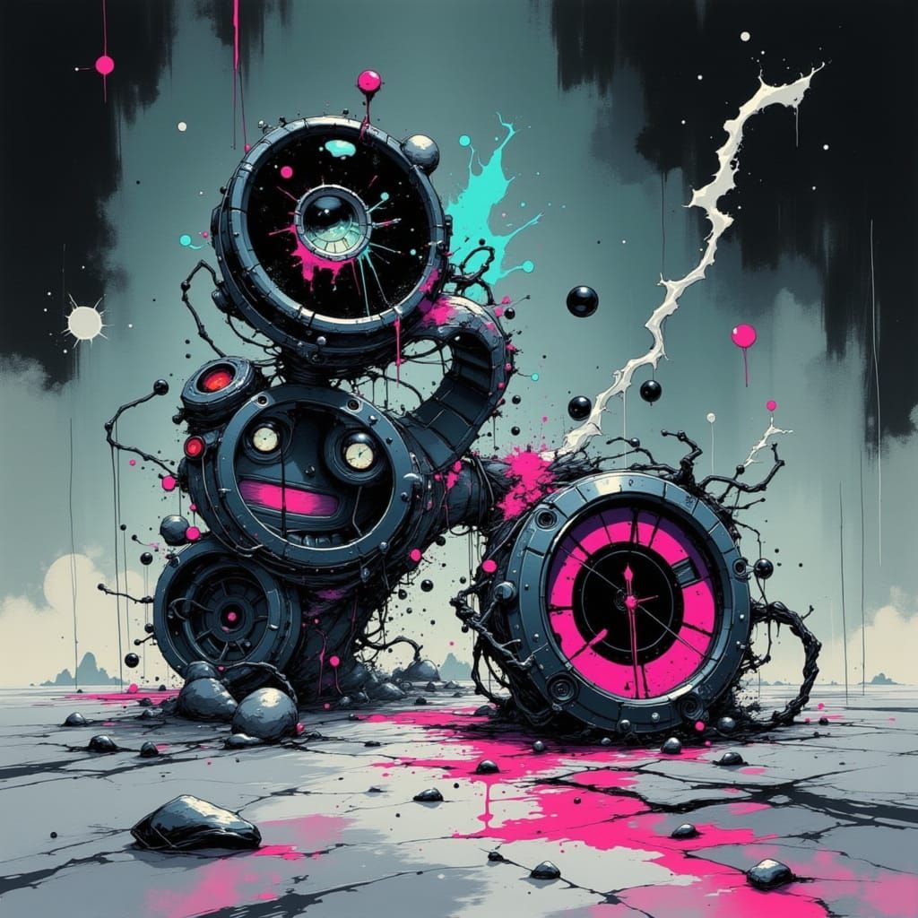 Sleek Steel Cartoon Watches with Neon Futurism