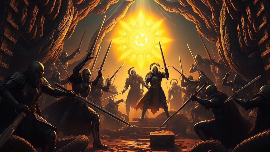 Sun Legion Paladins Battle Serpent Cultists