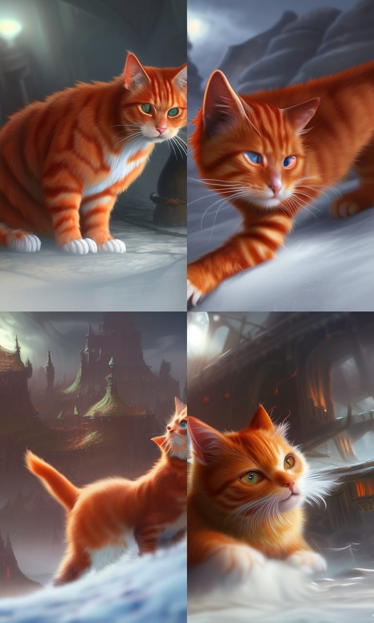 Fantastical Ginger Cat Matte Painting in 8K