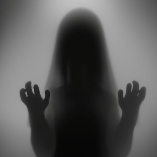 Eerie Hands Reach Through Foggy Glass in Black and White