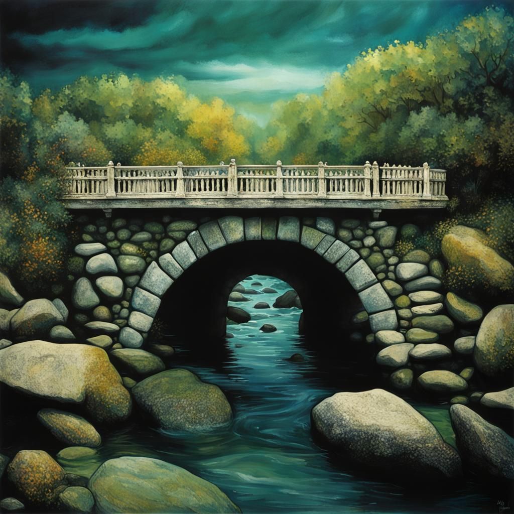 Mystical Stone Bridge Over Ocean: Symbolic Photography