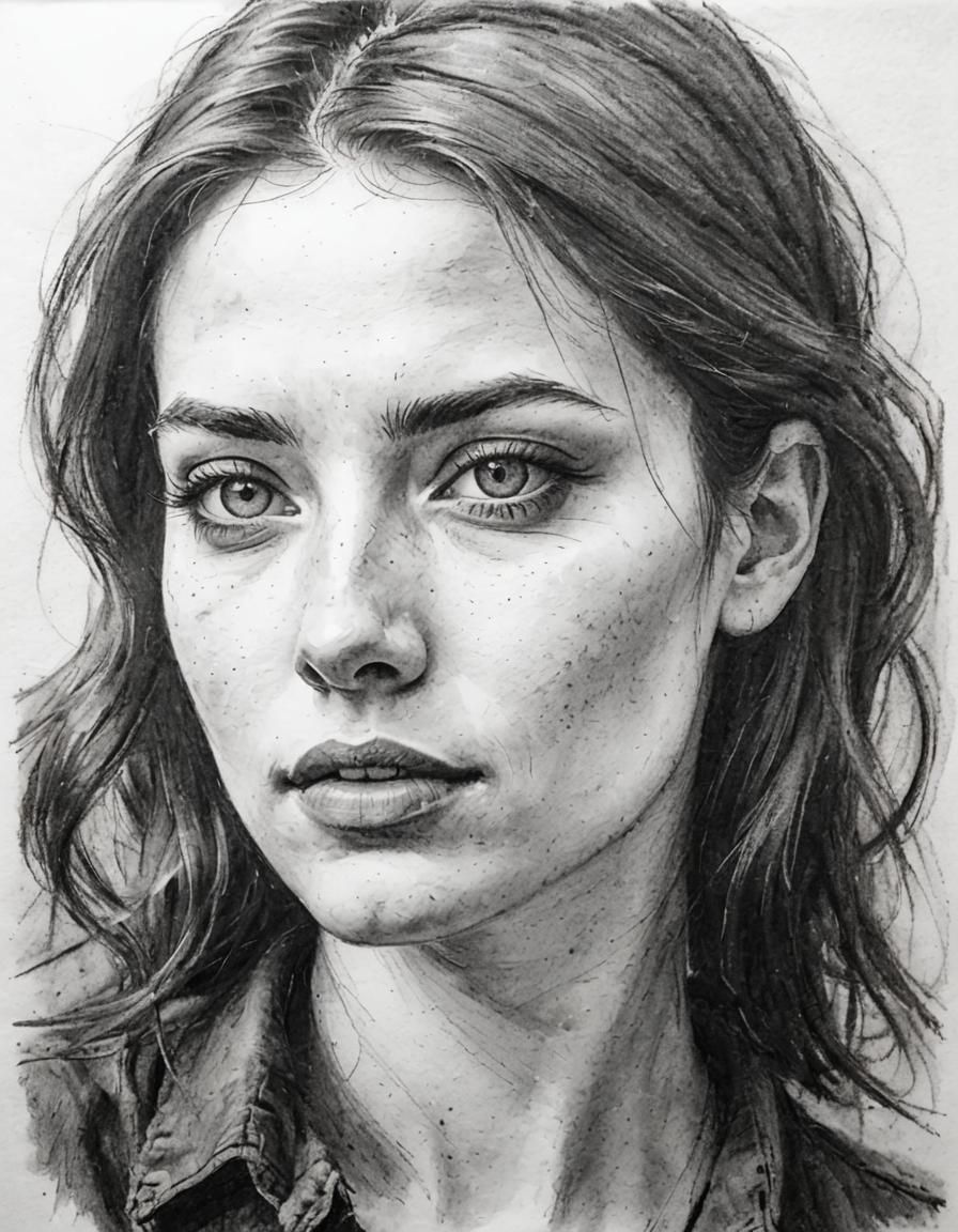 Charcoal Portrait of a Young Woman in Expressive Style